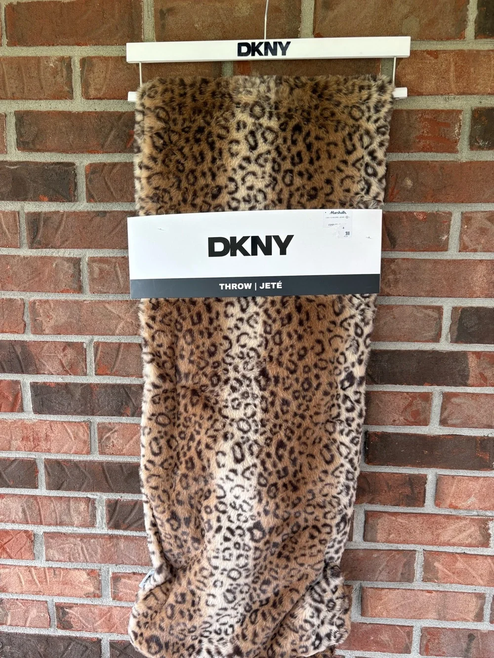 NWT and hanger DKNY Leopard Print Faux Fur Bottoms - Brown 50”x70” super soft